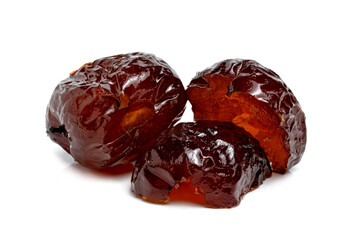 Chinese date or Jujube or monkey apple in syrup isolated on white background
