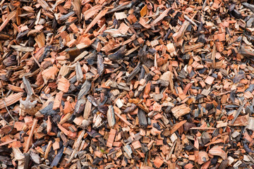 Pile of woodchips, detail, feedstock for a biomass power plant