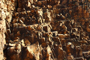 Weathered Rocks Background Full Frame of Sheer Cliff 