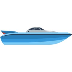 Boat vector, speedboat or motorboat icon isolated on white