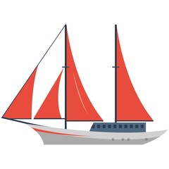 Schooner vector icon isolated on white background