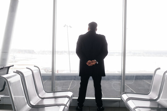 man's portraits in the airport