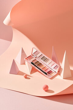 Eyeshadow palette makeup mockup. Female minimal set