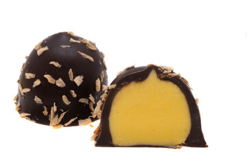 chocolate candy with mango isolated