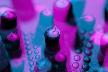 Professional dj sound mixer illustration with stereo 3d effect anaglyph