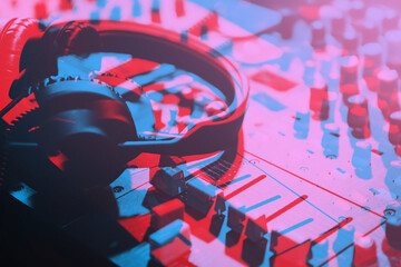Professional dj headphones edited with 3d stereo effect