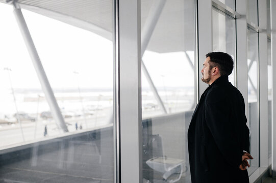man's portraits in the airport