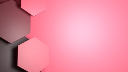 3D rendering ,3D illustration abstract Hexagon on pink background.
