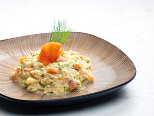 scrambled eggs with smoked salmon