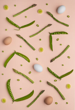 Food Pattern With Fresh Vegetables And Eggs
