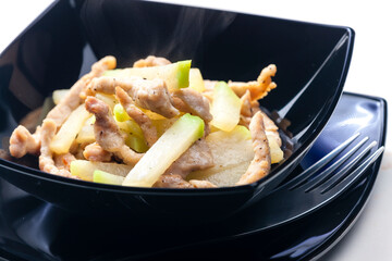 poultry meat with cooked kohlrabi