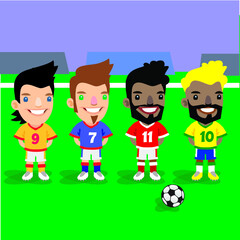 soccer players cartoon style 