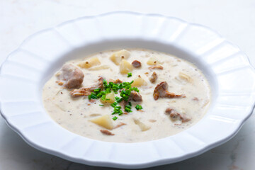 creamy potato soup with mushrooms