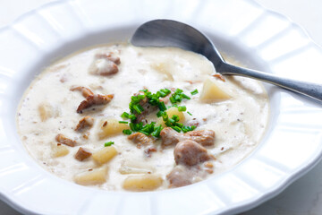 creamy potato soup with mushrooms