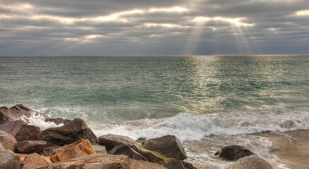 Sunlight rays at Carlsbad Beach
