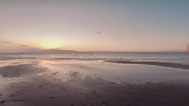 Sunset in the Ebro delta in Spain
