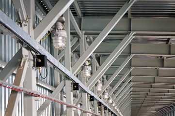 lighting lantern for industrial facilities inside a metal hangar