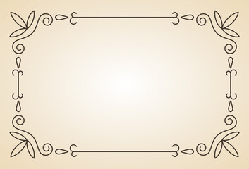 Decorative frame. Vintage calligraphic antique border. Ornate calligraph rectangle frame. Filigree line ornament for framed certificate template