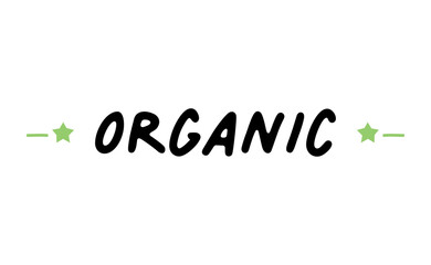Organic lettering. Hand drawn word organic. Logo template for organic products, healthy food markets.