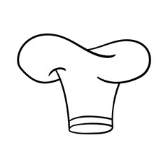 Cook chef hat or cap in outline sketch cartoon style. Coloring vector hand drawn kitchen staff uniform headwear for restaurant or cafe