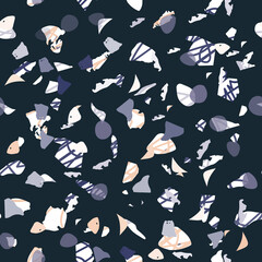 Terrazzo seamless pattern. Dark classic flooring t
