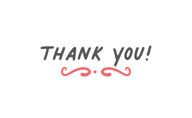 Thank you calligraphic lettering design. Thanks message vector in trendy style.