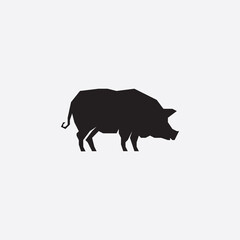 Pig silhouette icon. Pig logo.
