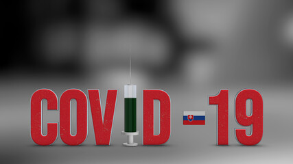 Slovakia vaccination campaign and Covid-19 3D illustration.