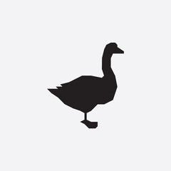 Goose vector silhouette icon or logo.
