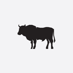 Bull silhouette icon. Ox logo.
