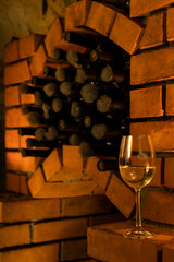 Wine cellar with archival wine, Znojmo region, Southern Moravia, Czech Republic