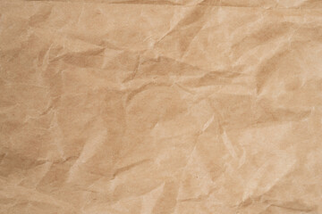 Close up crumpled brown paper texture and background with copy space