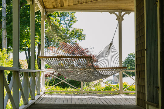 Summer Lifestyle image of Hammock on Porch of Summer Home