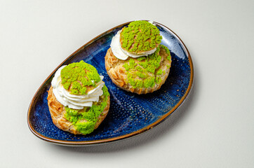 Pie mushrooms with cream. High quality photo