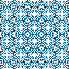 Hand drawn tropical seamless border.  Blue