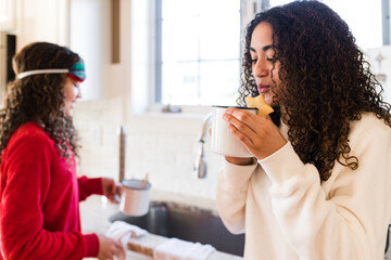 Drinking hot chocolate