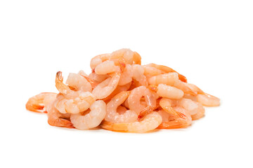 Frozen shrimps background. Top view.