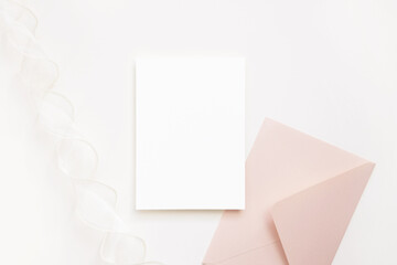 white card mockup on white background with envelope