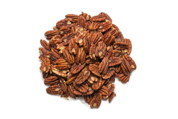 Pecan-nut isolated on white background. Top view.