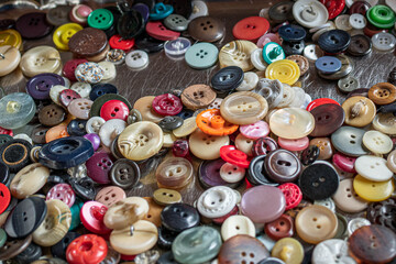 Large collection of used and recovered sewing buttons