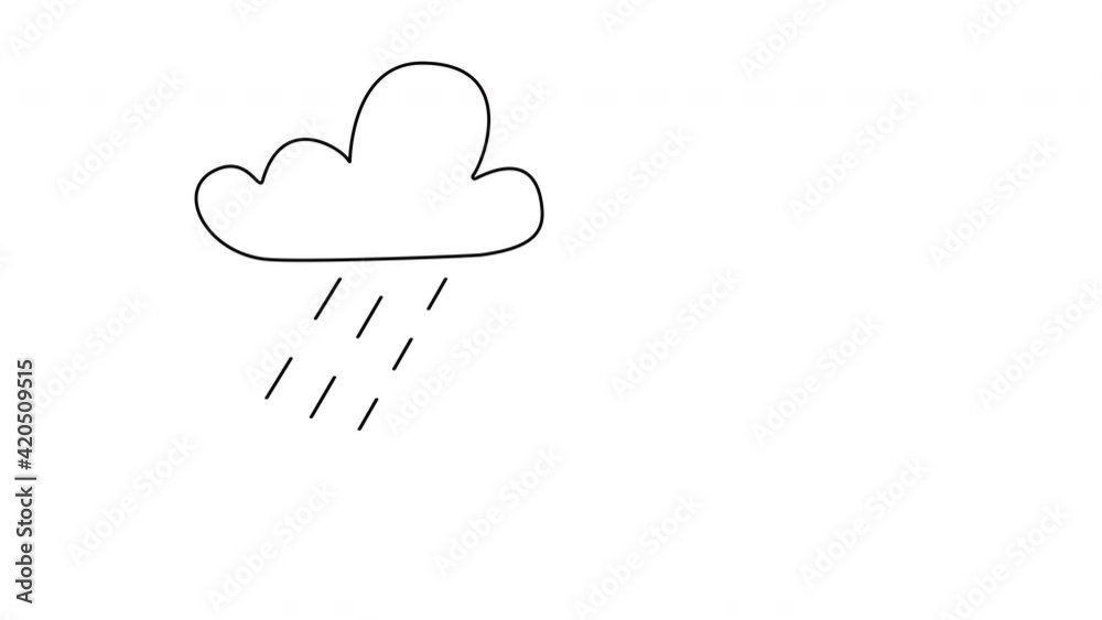 Wall mural seamless loop animation of rain and cloud. alpha channel, luma matte.