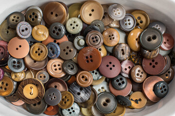 Collection of recovered vintage brown buttons