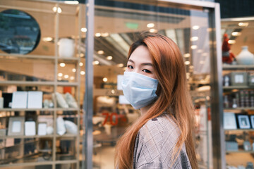 fashion Asian woman wear mask portrait