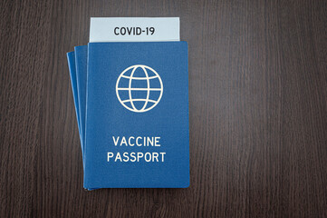 Concept of global vaccine passport. Certificate for those who received the coronavirus vaccine