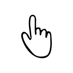 Pointing hand doodle web icon. Hand drawn pointing hand icon in vector.