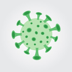 Corona virus icon in flat style. Biological hazard risk symbol. Coronavirus microbe set isolated on white background. Influenza pandemic, Medicine, health or healthcare concept. 