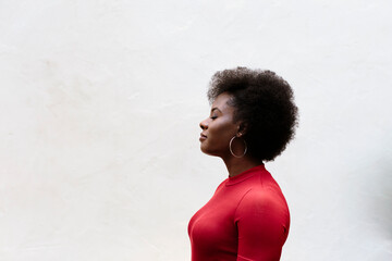 Portrait of attractive black woman in profile