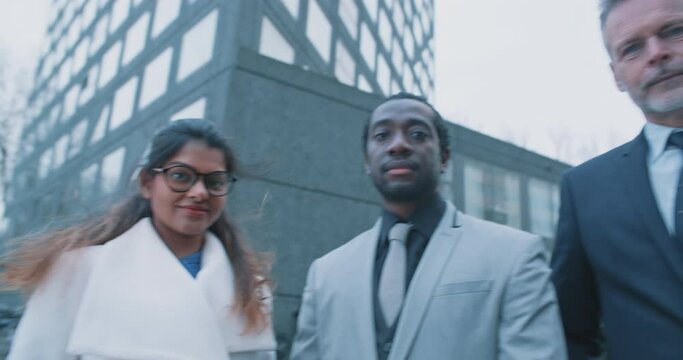 Multi-ethnic business people outside the office