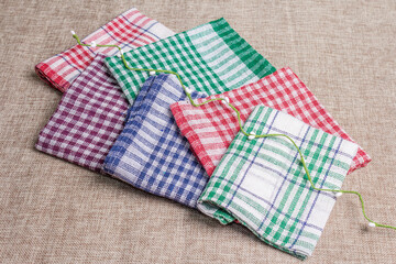 Set of handkerchiefs on a cloth background