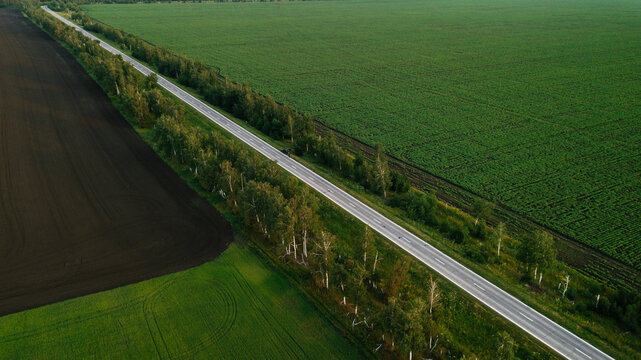 beautiful tarmac road in the countryside